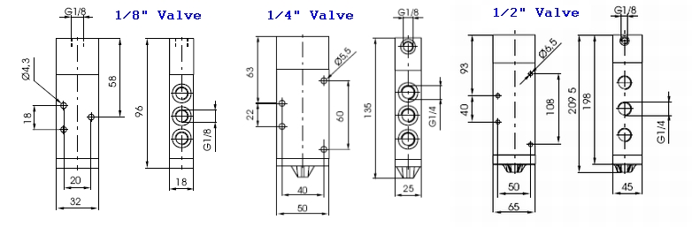 5/2 Pilot Spring Pneumatic Valve